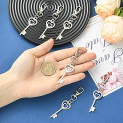 6Pcs Heart Key Alloy Pendant Decorations&nbsp;HJEW-YW00392