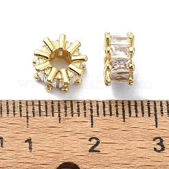 Rack Plating Brass Micro Pave Clear Cubic Zirconia Beads&nbsp;KK-U014-04G