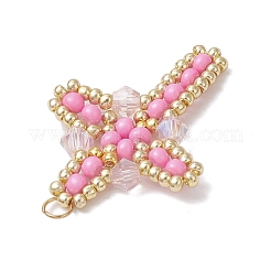 7Pcs 7 Colors Glass Seed Beaded Cross Pendants&nbsp;PALLOY-MZ00826