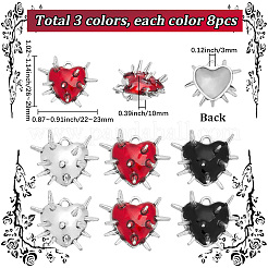 24本3色チベット風アロイペンダント  ハートチャーム  エナメル  ミックスカラー  22~23x26~29x10mm  穴：3mm  8個/カラー&nbsp;FIND-SC0025-49
