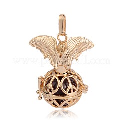 Golden Plated Brass Hollow Round Cage Pendants&nbsp;KK-J252-05G