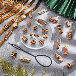 6 Bags 2 Style Plastic Imitation Wood Dreadlocks Beads Hair Decoration&nbsp;OHAR-NB0001-29