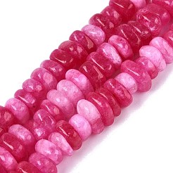 染色された天然水晶ビーズ連売り  ナゲット  ヒシビーズ  濃いピンク  6~13x6~13x3~6mm  穴：1~1.2mm  約80~86個/連  14.37~15.75インチ（36.5~40cm）&nbsp;G-N359-16A-11