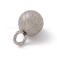 変色しない304ステンレススチールペンダント  テクスチャ  丸いチャーム  ステンレス鋼色  8x5mm  穴：1.8mm&nbsp;STAS-E179-04C-P