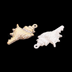 海洋生物をテーマにしたABS樹脂製の模造真珠ペンダント  混合形状チャーム  ゴールドライン入り  乳白色  29~48x14~45x4.5~9.5mm  穴：1.6~2.8mm  約263個/500g&nbsp;PL-N007-25
