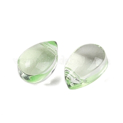 100個のガラスチャーム  ティアドック  ライム  9x6x5mm  穴：1mm&nbsp;GLAA-WH0031-57G