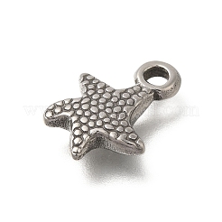 変色防止304ステンレススチールペンダント  ヒトデチャーム  ステンレス鋼色  15.5x12x3mm  穴：2.5mm&nbsp;STAS-M075-27P