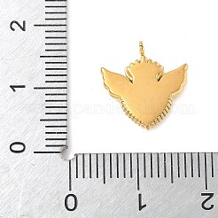 304ステンレススチールチャーム  イオンプレーティング（ip）  翼のチャーム付きハート  14KGP本金メッキ  14x13.5x2.5mm  穴：1.5mm&nbsp;STAS-Q351-13G