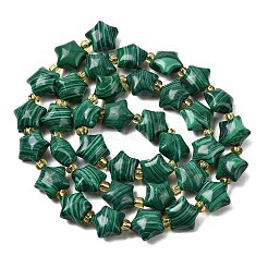 合成マラカイトビーズ連売り  スター  シードビーズで  9~10x9~10x6mm  穴：1mm  約36個/連  14.96''（38センチメートル）&nbsp;G-Z080-A31-10mm