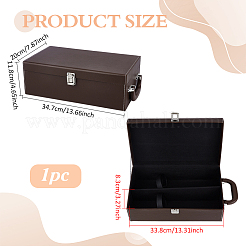 ハンドル付き2スロットレザーワインギフト梱包箱  長方形  ココナッツブラウン  34.7x20x11.8cm&nbsp;CON-WH0089-284B