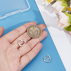 スターリングシルバーのスプリングゲートリング2個、925個  ハート  プラチナ  13.1x13.9x2.1mm  内径：9.2x7.6mm&nbsp;STER-PH0004-05