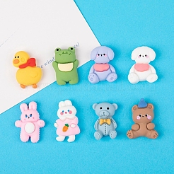 オペーク樹脂カボション  うさぎ＆くま＆いぬ＆あひる＆かえる柄  ミックスカラー  混合模様  23~26x16~19mm&nbsp;OHAR-PW0003-242
