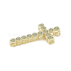 18k ゴールドメッキ真鍮製ガラスペンダント  クロス  ミックスカラー  41x23x6mm  穴：4x2.8mm&nbsp;KK-A209-17G