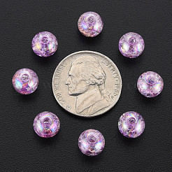 クリアクラックアクリルビーズ  ABカラーメッキ  ラウンド  スミレ  8x7mm  穴：1.8mm  約418個/120g&nbsp;LS-MACR-S373-66-L01