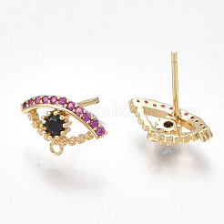 Brass Cubic Zirconia Stud Earring Findings&nbsp;X-KK-S350-350