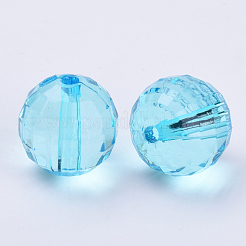 透明なアクリルビーズ  多面カット  ラウンド  ディープスカイブルー  8x8mm  穴：1.5mm  約177個/50g&nbsp;X-TACR-Q254-8mm-V40