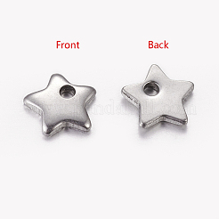 変色しにくい304ステンレススチールの五芒星チャーム  ステンレス鋼色  6x6x1mm  穴：1.5mm&nbsp;X-STAS-K002-19A