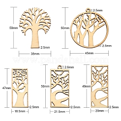 100Pcs Wood Pendants&nbsp;WOOD-CJ0001-62