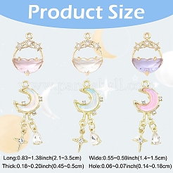 2Pcs 2 Styles Alloy Glass Pendants&nbsp;FIND-YW0010-32A