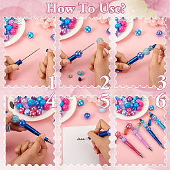 DIY ビーズペン作成キット  ラウンド & 水玉模様 & ロンデルアクリル & 真鍮スペーサー & 樹脂ラインストーンヨーロピアンビーズを含む  タッセルペンダント  プラスチック製のビーズのペン  ミックスカラー  100個/セット&nbsp;DIY-BT0001-53