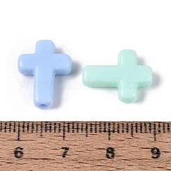 不透明なプラスチックビーズ  クロス  ミックスカラー  15.5x12x4.5mm  穴：2mm  約1250個/500g&nbsp;KY-N025-17