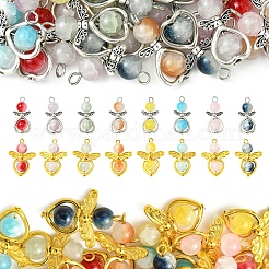 40Pcs 8 Colors Golden Alloy Glass Pendants&nbsp;PALLOY-FS00025