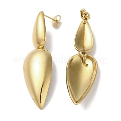 女性用304ステンレススチールダングルスタッドピアス  ティアドロップ  18KGP本金メッキ  52x16mm&nbsp;EJEW-Z303-09G