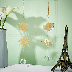 2Pcs Leaf Brass Handmade Wind Chimes&nbsp;HJEW-BC0001-18