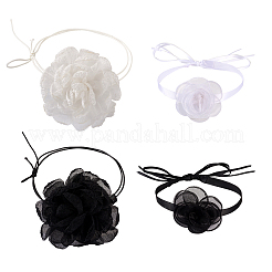 4Pcs 4 Styles Cloth & Polyester Flower Collar Choker Necklaces Set for Women Bride Wedding Party&nbsp;AJEW-TA0001-27