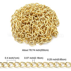アルミツイストカーブチェーン  溶接されていない  多面カット  ゴールドカラー  10x6.5x1.8mm&nbsp;CHA-YW0001-07G