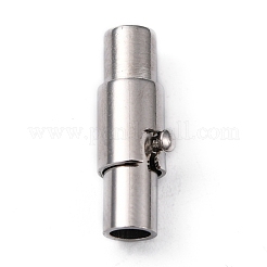 真鍮製ロッキングチューブマグネットクラスプ  コラム  プラチナ  15x4mm  穴：2.8mm&nbsp;MC079