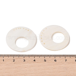 ナチュラルシェルコネクターチャーム  フラットラウンド  雪  29.5x1.5mm  穴：1.2mm&nbsp;BSHE-H018-13