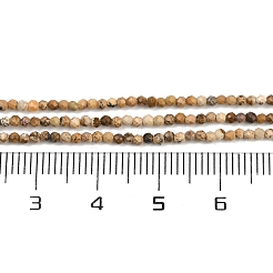 天然石ピクチャージャスパービーズ連売り  多面カット  ラウンド  2mm  穴：0.5mm  約169個/連  15.43''（39.2センチメートル）&nbsp;G-P572-B03-2mm