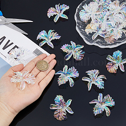 12 個の UV メッキ透明アクリルビーズ  鳳凰の花  クリアAB  47x54x15mm  穴：1.8mm&nbsp;MACR-FH0001-27