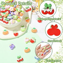 不透明な樹脂カボション  模造食品  フルーツアイスクリーム  ミックスカラー  12.5~15.5x11~16x6~7.5mm&nbsp;RESI-CJC0023-16