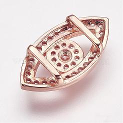 Brass Micro Pave Cubic Zirconia Slide Charms&nbsp;ZIRC-F046-45RG