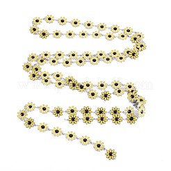 304ステンレススチールひまわりリンクチェーン  エナメル  18KGP本金メッキ  ハンダ付け  きいろ  13x10x1mm  約3.28フィート（1m）/連&nbsp;STAS-N092-01P
