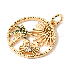Brass Micro Pave Green Cubic Zirconia Pendants&nbsp;CU-CBA6344-08G