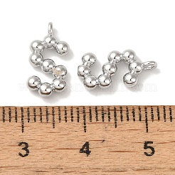 真鍮チャーム  カドミウムフリー＆ニッケルフリー＆鉛フリー  文字チャーム  プラチナ  13x6.5x2mm  穴：1mm&nbsp;KK-S368-16P-S