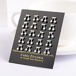 変色しないチェリー304ステンレススチール製イヤリング  低刺激性のイヤリング  ステンレス鋼色  8x8mm  ピン：0.7mm&nbsp;X-EJEW-F0075-106P