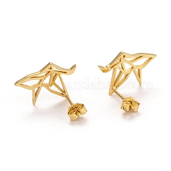 925スターリングシルバースタンドピアス  耳ナッツ  折り鶴  ゴールドカラー  11.5mm  ピン：0.6mm&nbsp;EJEW-H110-01G