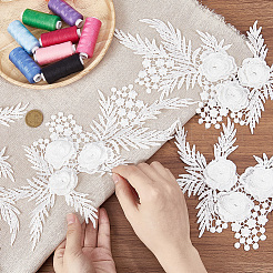 ポリエステル製衣類パッチ2組  花  ホワイト  280~285x170x4~5mm&nbsp;PATC-GF0001-72B