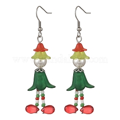 Acrylic & Shell Pearl & Glass Dangle Earrings&nbsp;EJEW-TA00827