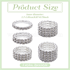 10Pcs 5 Styles Adjustable Alloy Rhinestone Finger Rings for Women&nbsp;RJEW-ME0001-02S