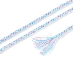 22mのツートンマクラメコットンコード  丸編みロープ  壁掛け用  工芸  ギフト包装  ライトスチールブルー  1.5mm  約24.06ヤード（22m）/ロール&nbsp;OCOR-T017-07F