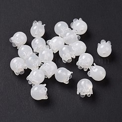 手作りランプワークビーズ  チューリップ  ホワイトスモーク  9x8.5mm  穴：1.6mm&nbsp;LAMP-G158-04