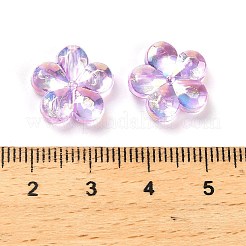 透明アクリルビーズ  プラム  ABカラーメッキ  ミディアム蘭  13.5x14.5x4.5mm  穴：1.8mm  約1111個/500g&nbsp;PACR-H004-01I