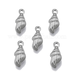 変色しない304ステンレススチールペンダント  らせん状のシェル形状  ステンレス鋼色  18x7.5x4mm  穴：2mm&nbsp;STAS-N099-32