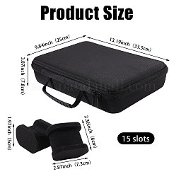 ハンドル付き15スロットEVAウォッチオーガナイザー収納ボックス  長方形  ブラック  25x33.5x7.8cm&nbsp;CON-WH0089-228
