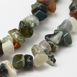 天然石インディアン瑪瑙ビーズ連売り  チップ  ライトシーグリーン  3~5x7~13x2~4mm  穴：0.4mm  80~81cm&nbsp;G-F328-12